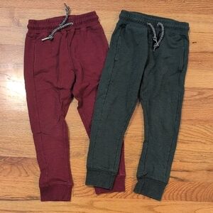 Kids' Burgundy and Green Jogger Pants